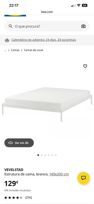 Estrutura cama, branco IKEA