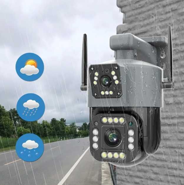 Камера видеонаблюдения вай фай с SD беспроводная на 2 объектива 8МП