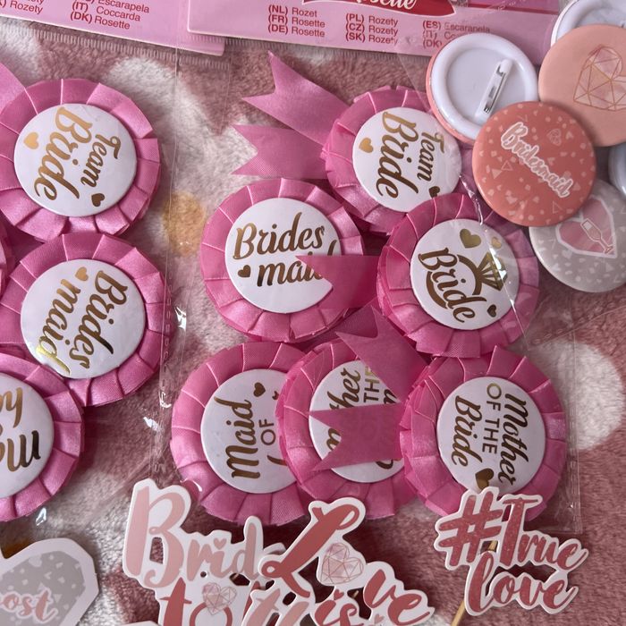 Cały zestaw bride to be przypinki okulary papierowe akcesoria wyprzeda