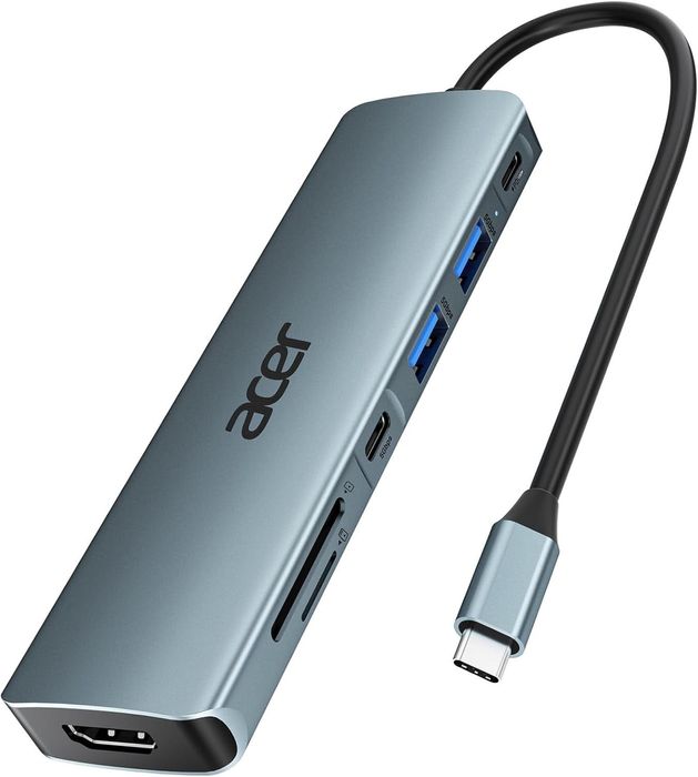 Acer 7‑w‑1 Hub Usb‑C Hdmi 4K PD 100 W SD MicroSD USB‑A Nowy FV
