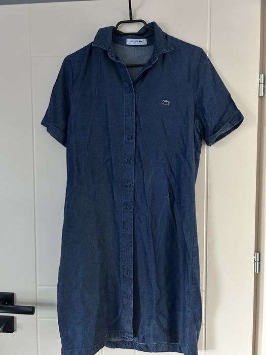 Sukienka koszulowa jeansowa z krotkim rekawem LACOSTE