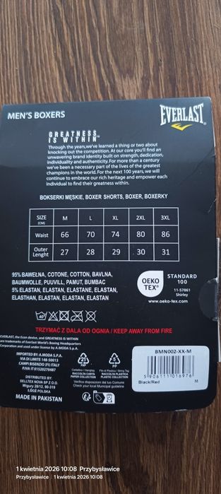 Bokserki męskie Everlast 2szt M