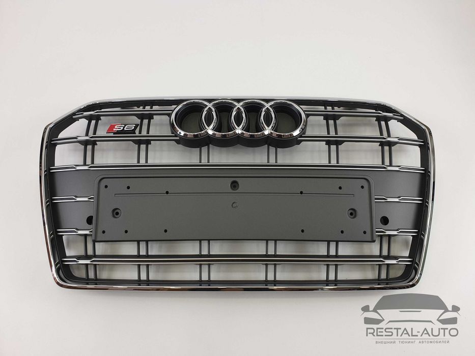 решетка радиатора Audi A6 2014-2018год Серая с хромом (в стиле S-Line)