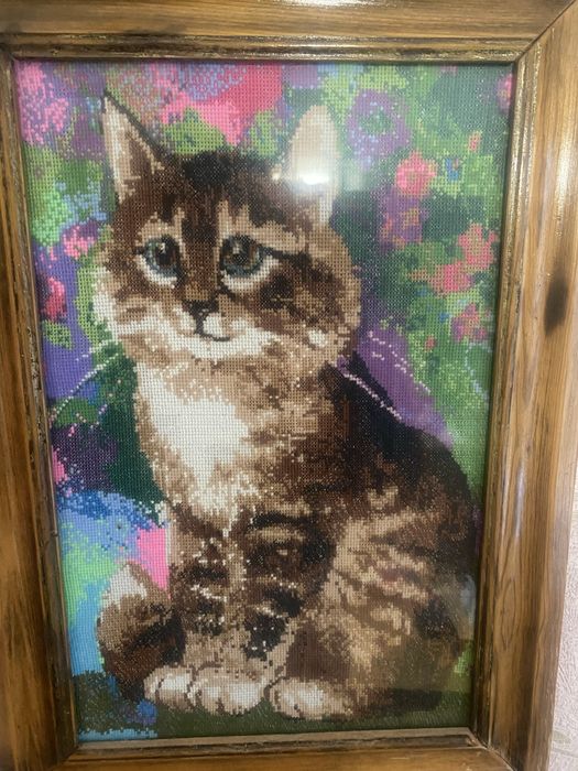 Вишитий кіт ручна робота