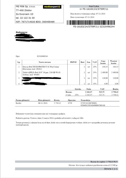 Apple iPad 10 gen 256GB + rysik + etui | stan idealny | komplet