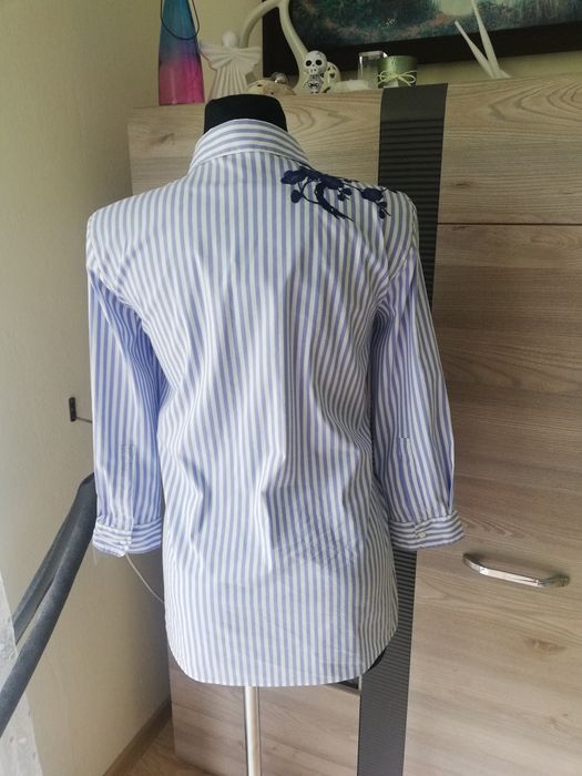 Koszula biało niebieska w paski z haftem Zara woman r. 36 S
