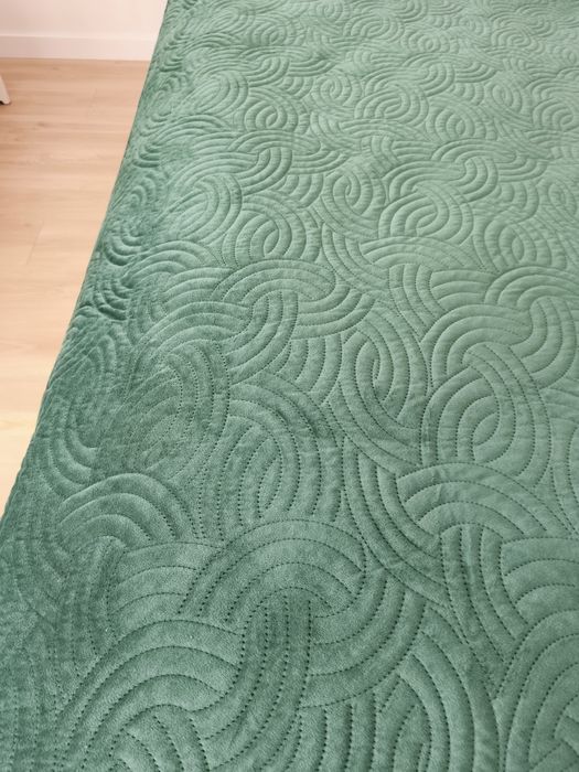 Narzuta jak nowa kapa 180x220 butelkowa zieleń welurowa