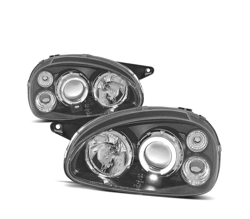 FARÓIS ANGEL EYES OPEL CORSA B 93-00 FUNDO PRETO H1 H1