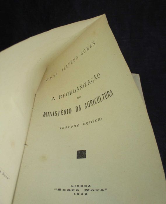 Livro Reorganização do Ministério da Agricultura Azevedo Gomes Autogra