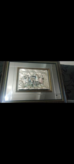 Quadro com espelho e prata de lei