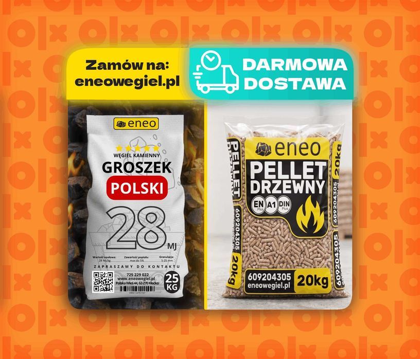 PROMOCJA Węgiel Groszek, Pellet DARMOWA DOSTAWA - Węgiel workowany, orzech, groszek, miał węglowy, kostka - Transport gratis w całej Polsce!