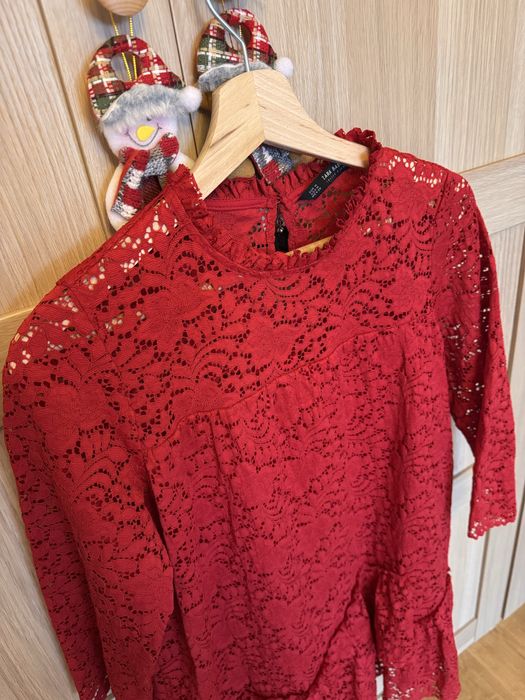 Sukienka czerwona Zara r 38 M koronkowa na Święta
