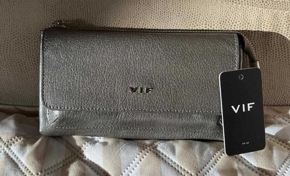 Брендовий шкіряний гаманець жіночий VIF. Портмоне жіноче стильне
