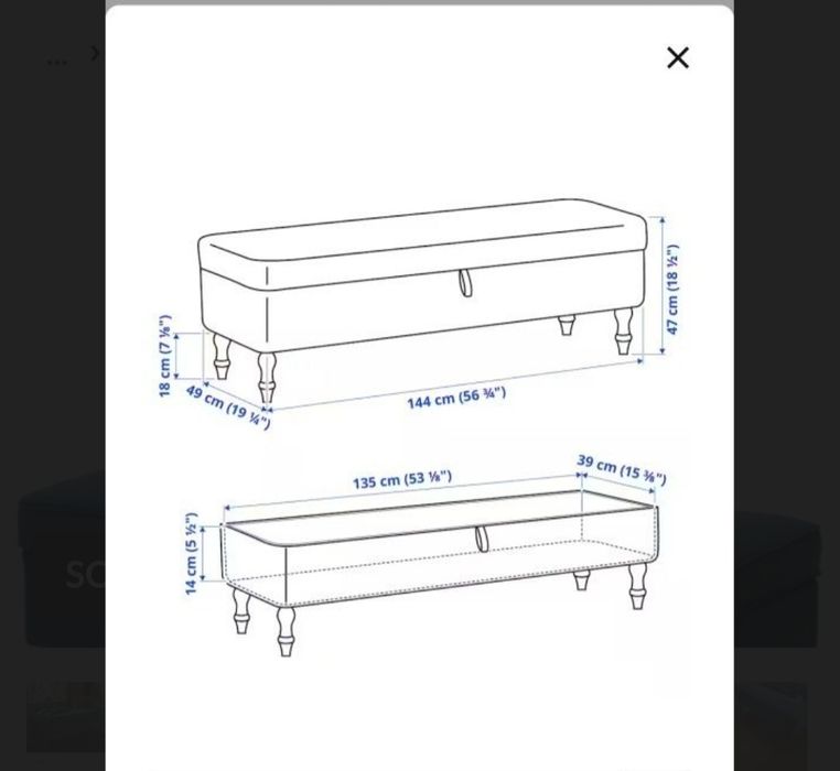 Ikea Stocksund ława pufa tapicerowana ze schowkiem