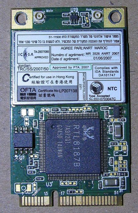 сетевая карта Realtek mini PCI-e RTL8187B WiFi