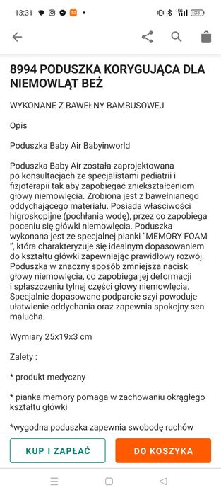 Poduszka niemowlęca - korygująca