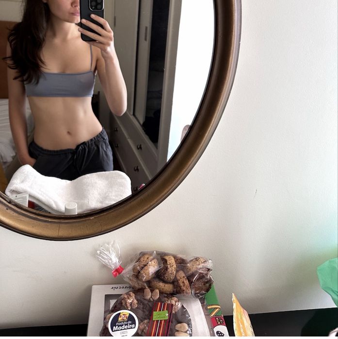 Купальник Oysho рубчик бандо сіро блакитний