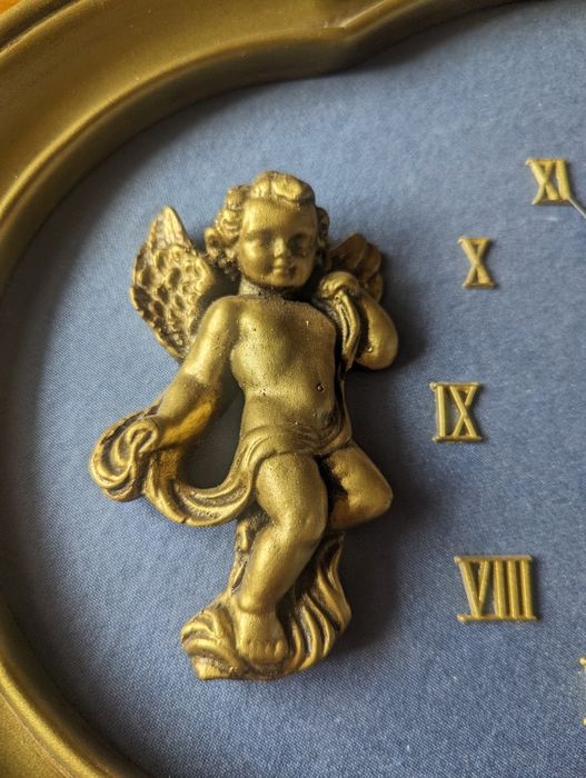 Relógio parede vintage dourado com anjos