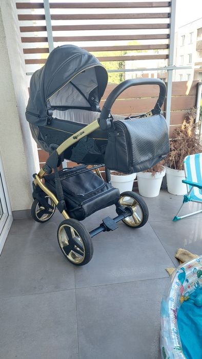 Wózek 2w1 diamond junama czarno złoty