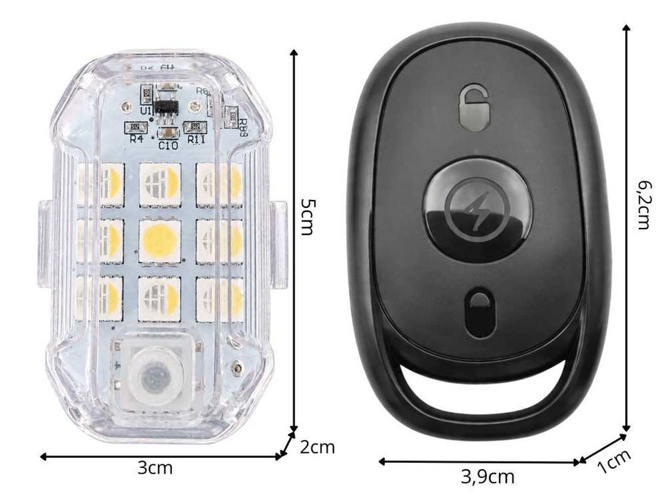 Lampy stroboskopowe LED 7 kolorów pilot ostrzegawcze 2 szt