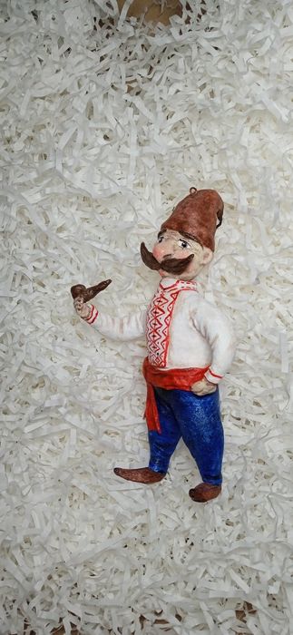 Козак Ватная игрушка на ёлку из ваты ручной работы