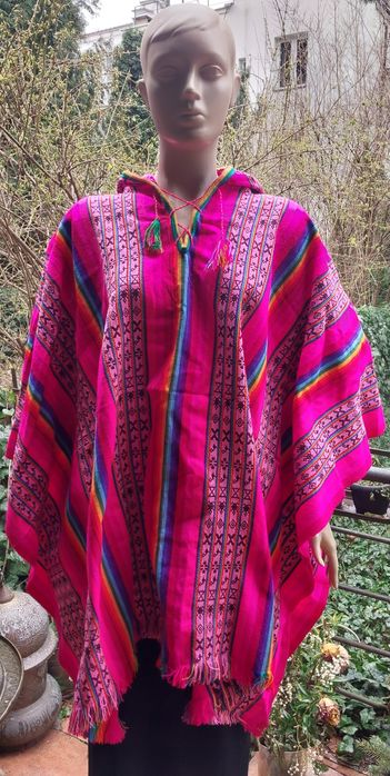 Barwne nowe ponczo poncho z Peru