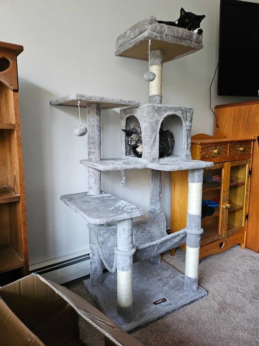 Drapak dla kota duży wysoki wieża legowisko domek szary NOWY