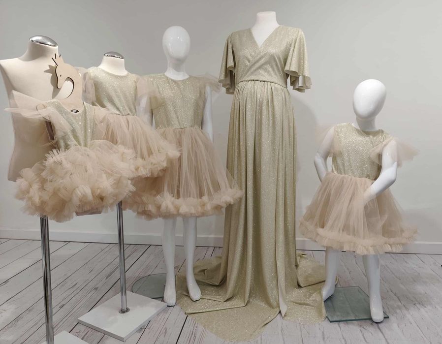 Suknie zestaw komplet do sesji złote body