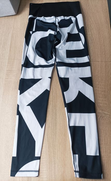 Adidas, legginsy sportowe, czarno białe, XS praktycznie nowe