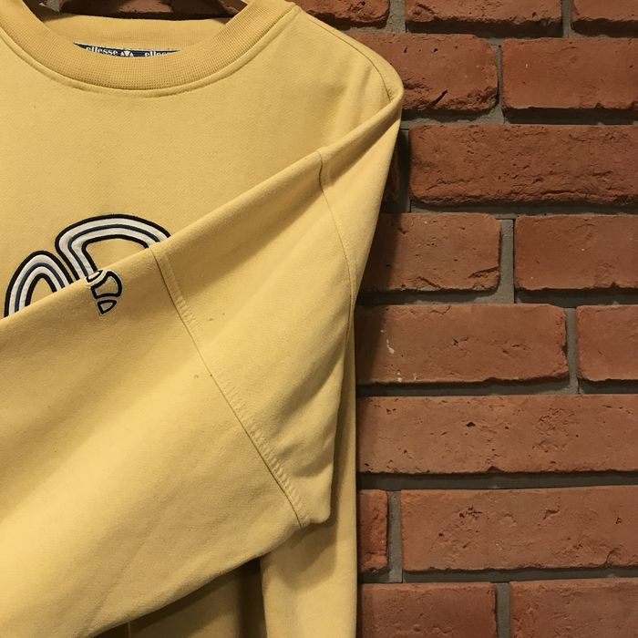 Vinatge bluza ellase boxy haft logo oversize unisex żółta pastelowa