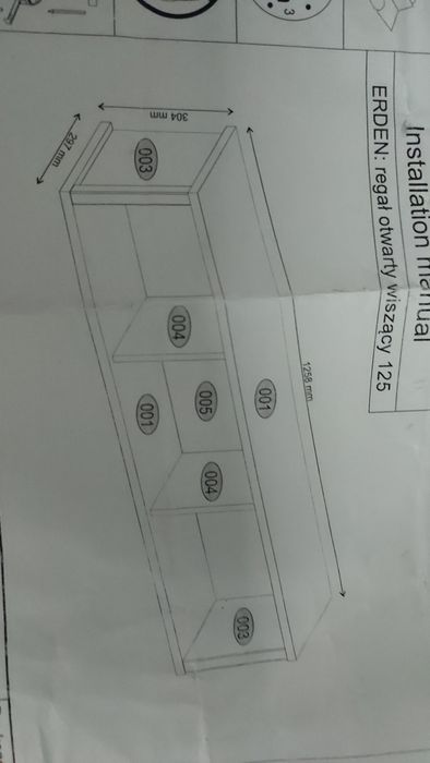 Regał  otwarty wiszący ERDEN 125