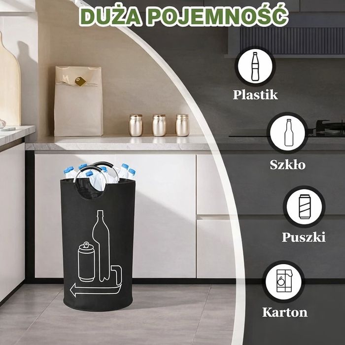 Worek z uszami do zbierania butelek kaucyjnych, porządek i wygoda