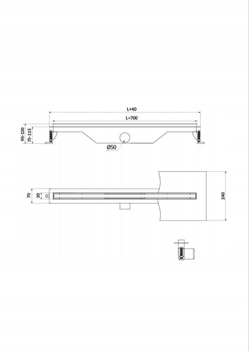 Opływ liniowy Slim TAKO 70 Chrom Cersanit S907-013