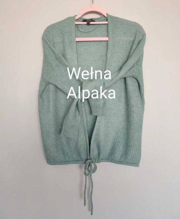 Miętowy kardigan Esprit z Alpaką i Wełną