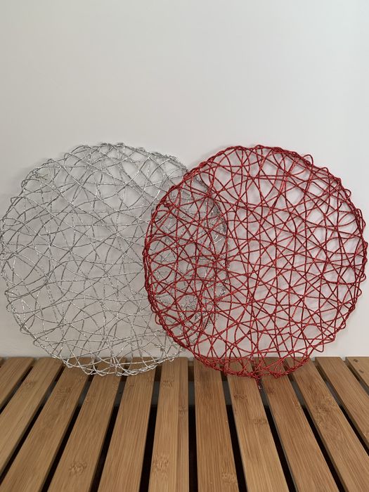 Natal - Conjunto mesa prateado e vermelho