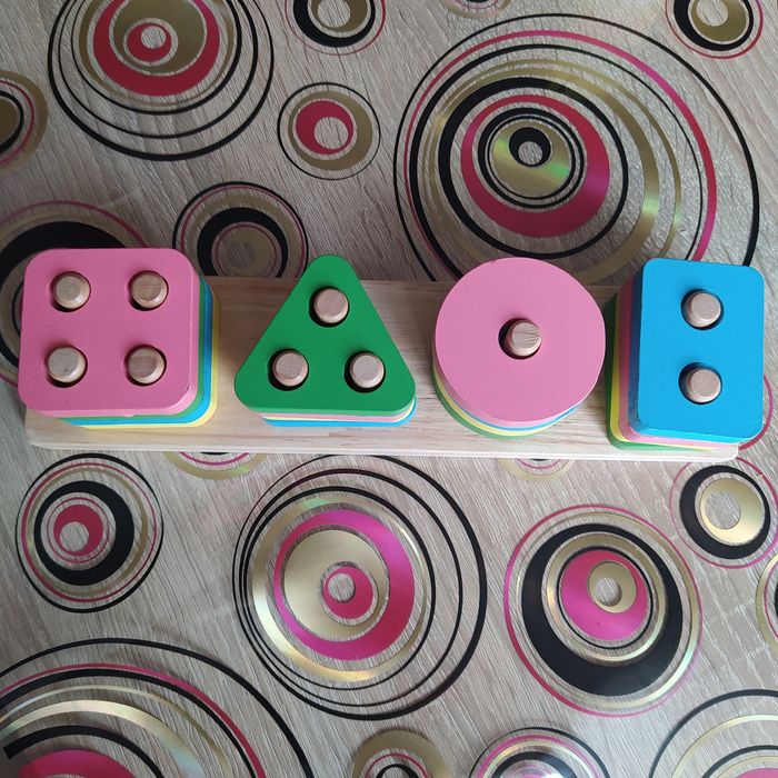 Гра дерев'яна для розвитку, логіка, лічба, кольори, форми, сортування