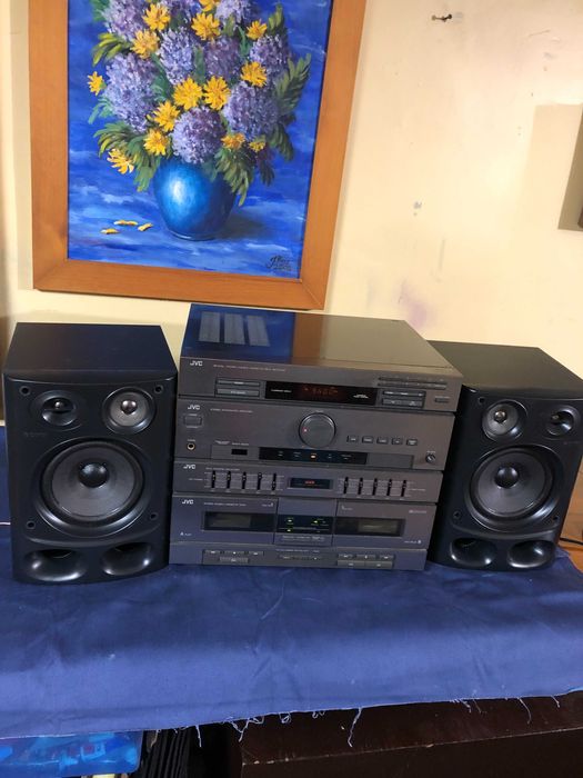 Vintage JVC DR-E45L radio, magnetofon z kolumnami