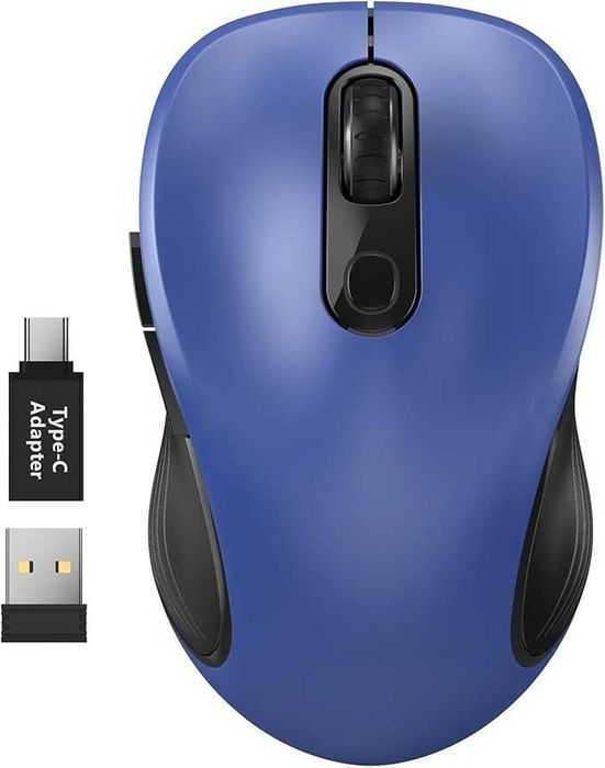 WisFox Bezprzewodowa 2.4G ergonomiczna mysz USB 6 przycisków niebieska