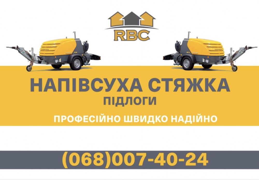 Стяжка підлоги/пола.Машинна стяжка. Гіпсова штукатурка.Штукатурка