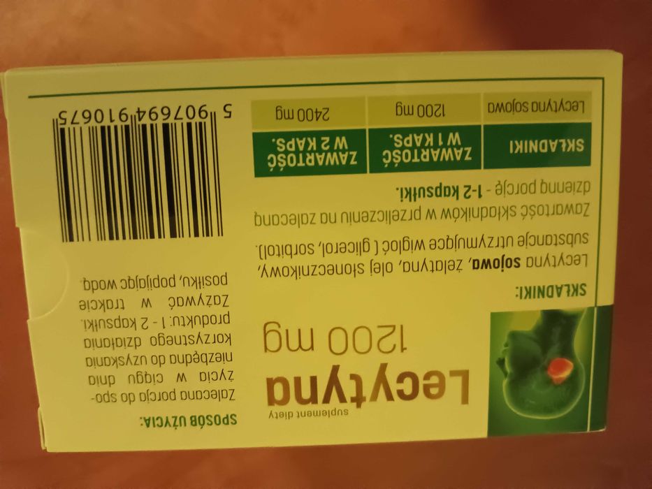 Lecytyna 1200 mg 60 kaps pamięć koncentracja prawidłowy cholesterol