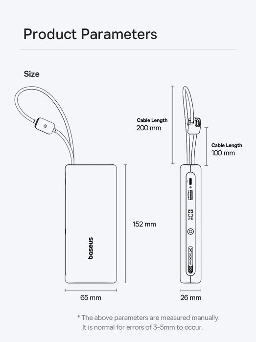 Повербанк 100W BASEUS 20000mAh EnerFill FC41 з 2 кабелями Power Bank