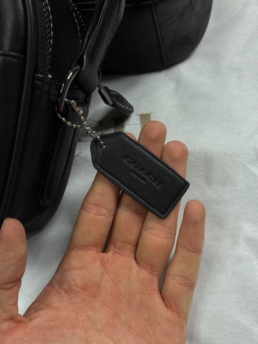 Сумка Coach New York через плечо мужская кожаная сумка Коач Нью Йорк черная спортивная | Сумка Коач барсетка Коуч чоловіча сіра месенджер шкіряний