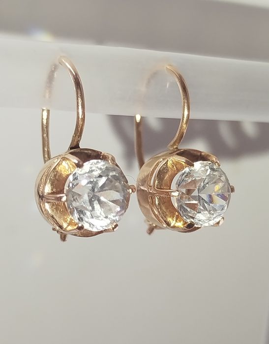 Золотые серьги с Горным Хрусталём СССР Золоті радянські сережки