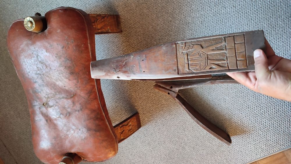 Krzesło, siodło na wielbłąda, podnożek, oryginał lata 60te Egipt