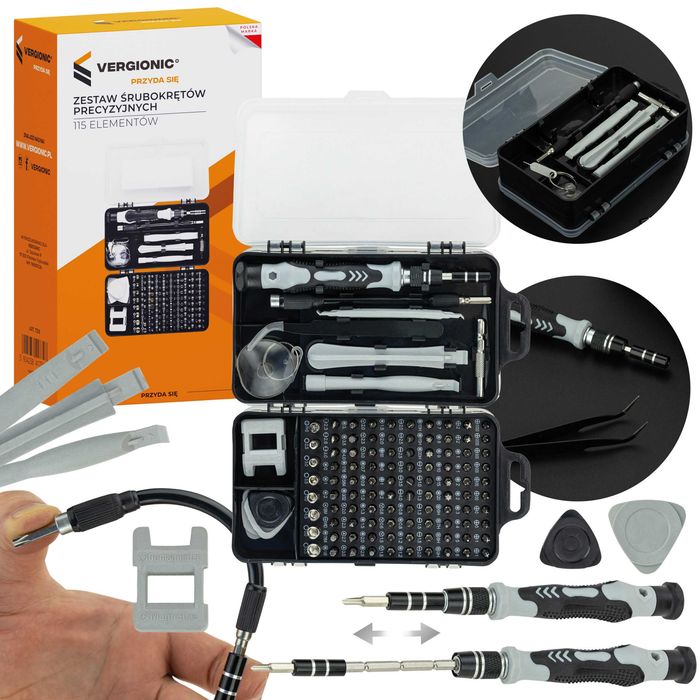 Kompletny Zestaw Wkrętaków 115w1 Bity Torx i Końcówki