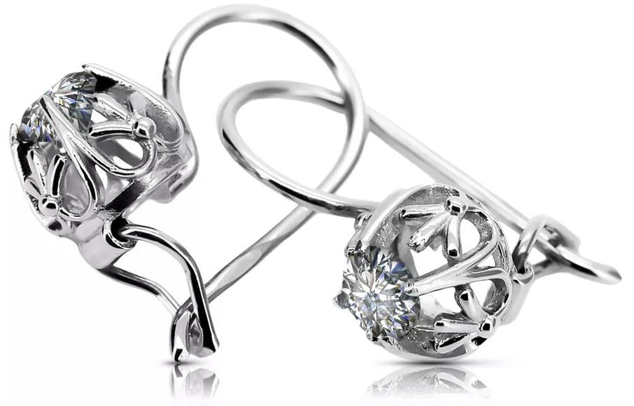 Srebrne kolczyki 925 rosyjskie z cyrkoniami vec145s Vintage Poznań