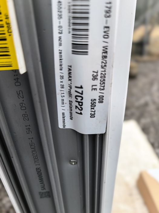 Sprzedam nowe okna PCV SALAMANDER