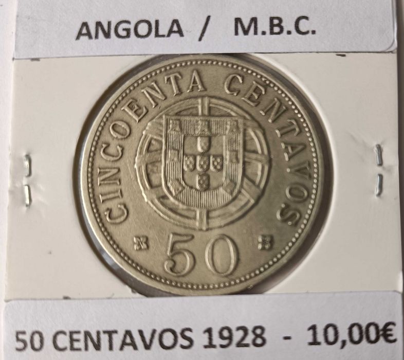 1 Moeda Portuguesa de 50 Centavos da Ex Colónia de Angola ( Alpaca )