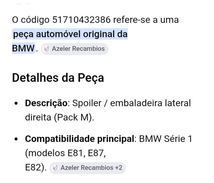 Embaladeira BMW série 1 e81 e87 e82 pack M