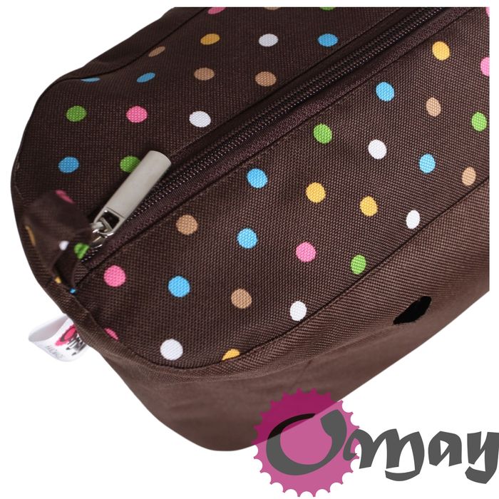 Brązowy organizer do OBAG STANDARD groszki kolorowe 2 kieszenie OMAY